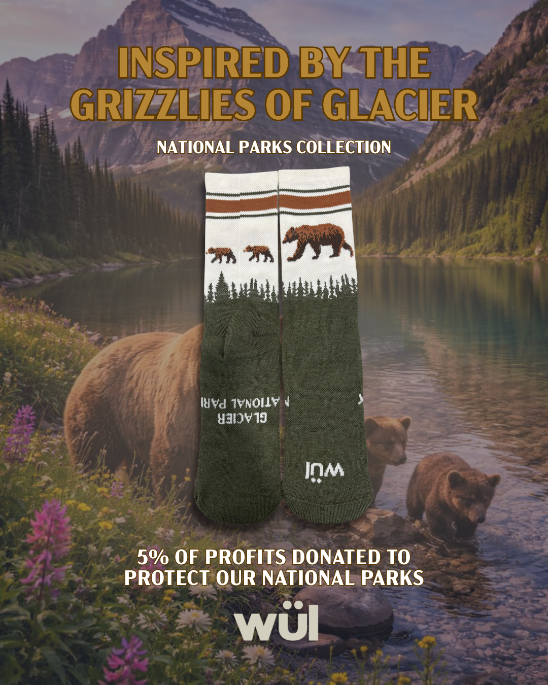 Glacier National Park - Grizzly Bear Incrediwool® Crew